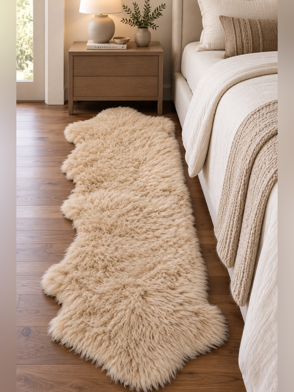 Four Hands Lalo Lambskin Rug Beige 72” Genuine Sheepskin Runner